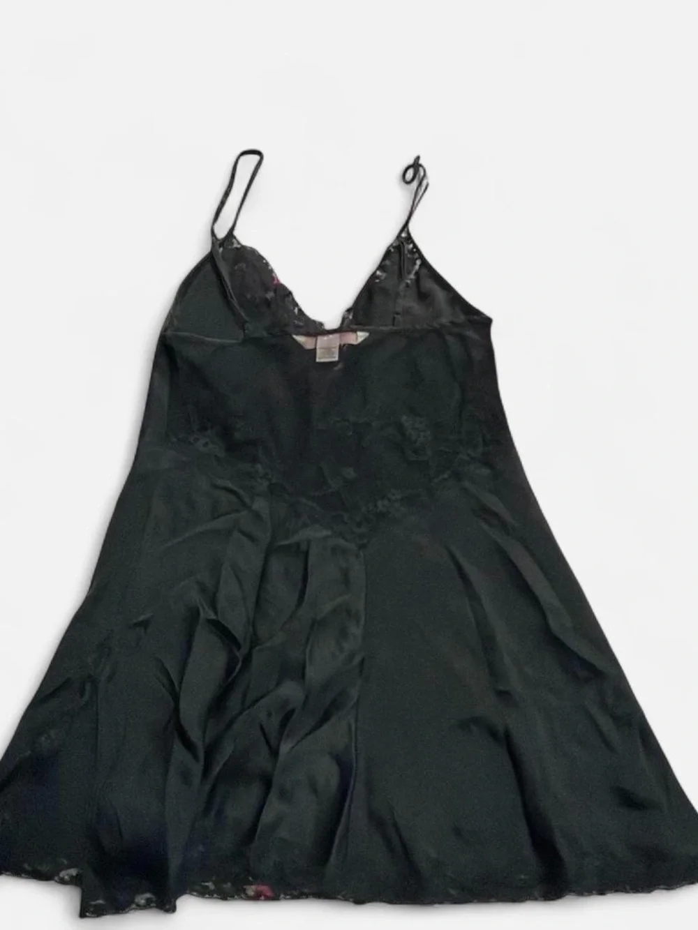 2002 Victorias Secret Black Lace Trim Slip Dress - Women Intimates & Sleepwear